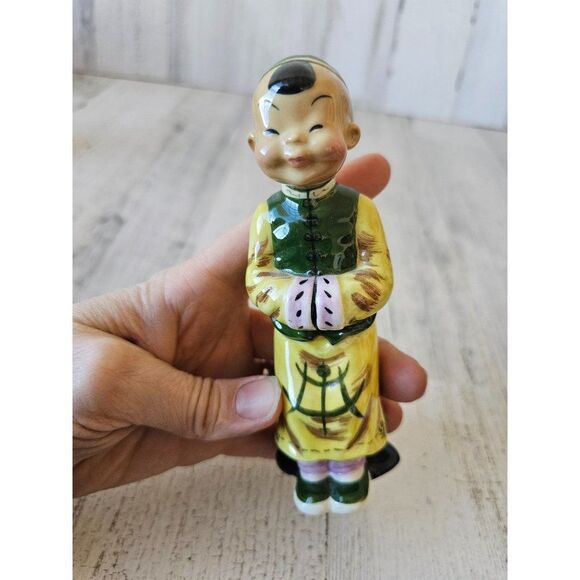 Gort wong li boy monk Buddha Chinese figurine statue vintage yellow bone china - Picture 7 of 9